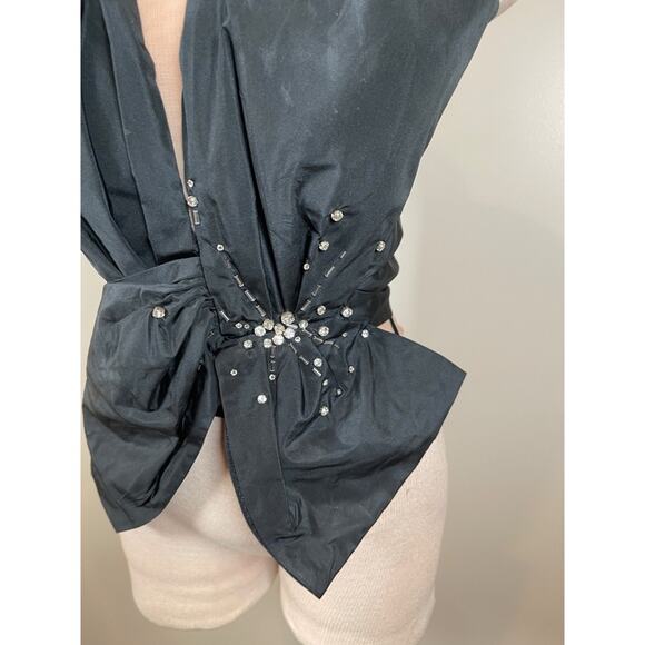 Nafsika Skourti Corset Knot Floral Beaded Top in Black Size 4 - Picture 4 of 11